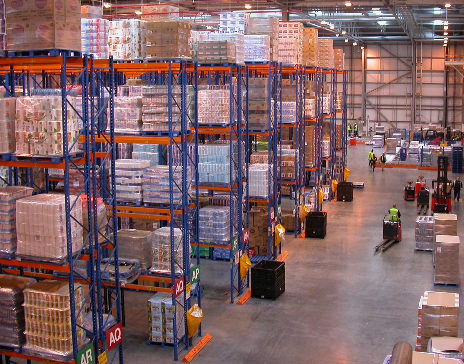 Pallet racking inside a distribution warehouse